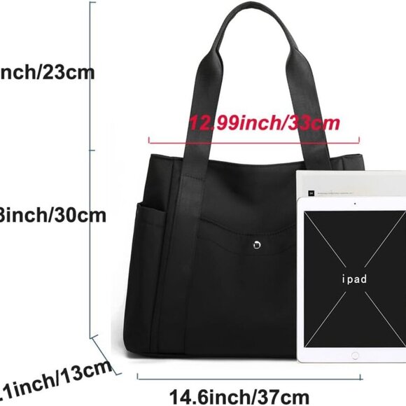 Women Tote Shoulder Handbag Water resistant Nylon Hobo Purse Multi Pocket Top Ha - Picture 4 of 6